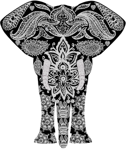openclipart圖庫：Floral Pattern Elephant 2
