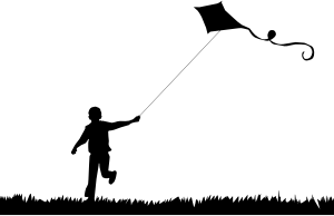 openclipart圖庫：Boy Flying Kite Silhouette