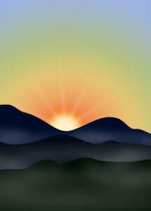 openclipart圖庫：Sunset in the mountains