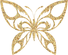 openclipart圖庫：Gold Tiled Tribal Butterfly Silhouette