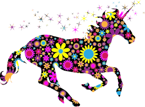openclipart圖庫：Floral Magical Unicorn Silhouette