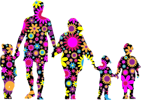 openclipart圖庫：Floral Family Holding Hands Minus Ground Silhouette