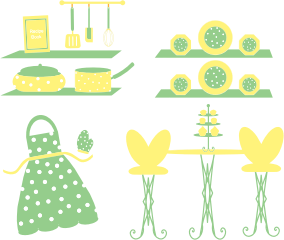openclipart圖庫：Kitchen Utensils Display