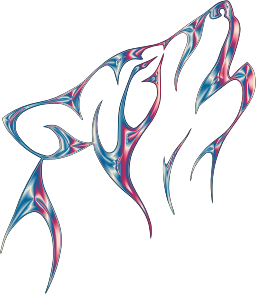 openclipart圖庫：Iridescent Chrome Tribal Wolf No Background