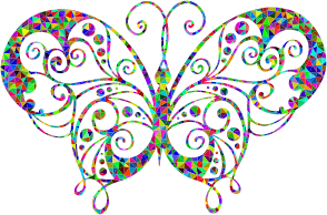 openclipart圖庫：Low Poly Prismatic Flourish Butterfly Silhouette