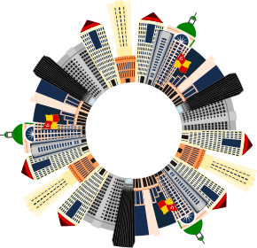 openclipart圖庫：Petaling Jaya Malaysia Cityscape Radial 2