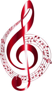 openclipart圖庫：Vermilion Musical Notes Typography No Background