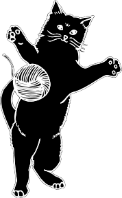 openclipart圖庫：Cat Playing With Ball Of Yarn Silhouette