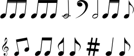 openclipart圖庫：Variety Of Musical Notes Silhouette