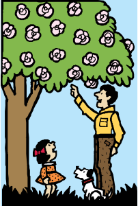 openclipart圖庫：father and daughter under tree