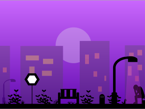 openclipart圖庫：Upset Man In Night City Landscape