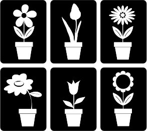 openclipart圖庫：Potted Flowers Icons