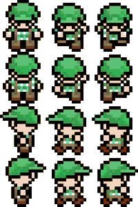 openclipart圖庫：Pixel Green Cap Character 16x18