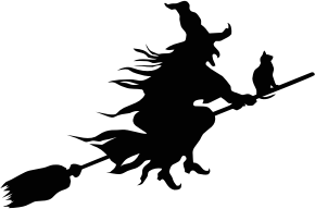 openclipart圖庫：Witch Flying Broom Silhouette