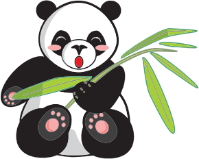 openclipart圖庫：Cartoon Panda And Bamboo