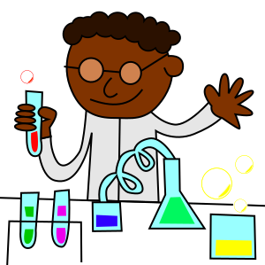 openclipart圖庫：Chemist making same really strong stuff, wearing only flip-flops