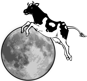 openclipart圖庫：The cow jumps over the moon