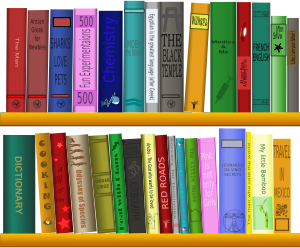 openclipart圖庫：Library - Bibliothèque - book titles converted to paths