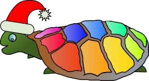openclipart圖庫：Funny turtle with santa hat