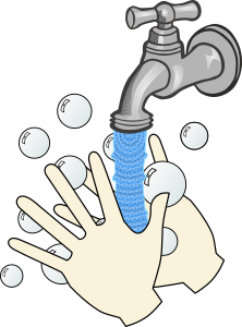 openclipart圖庫：washing hands with soap and running water