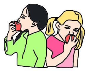 openclipart圖庫：Girls are eating apples.