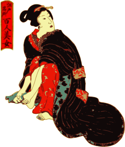 openclipart圖庫：Woman in a Kimono cleans her feet
