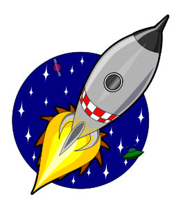 openclipart圖庫：Animation of Kliponius-Cartoon-rocket using JavaScript