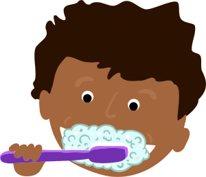 openclipart圖庫：African Kid Brushing Teeth