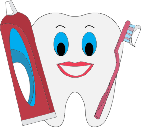 openclipart圖庫：Happy Tooth With Toothpaste And Brush
