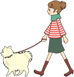 openclipart圖庫：Woman walking a dog