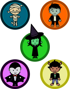 openclipart圖庫：Cute Halloween Monster Badges