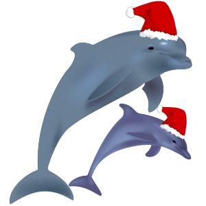openclipart圖庫：christmas dolphins