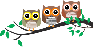 openclipart圖庫：Three Owls in a tree