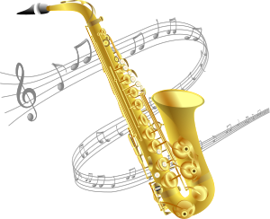 openclipart圖庫：Saxophone with music background