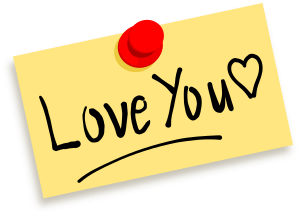 openclipart圖庫：Thumbtack note Love you