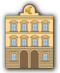 openclipart圖庫：Bank building with euro sign