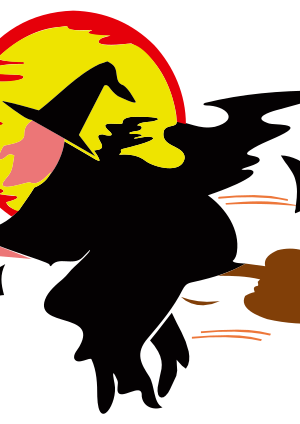 openclipart圖庫：witch over harvest moon