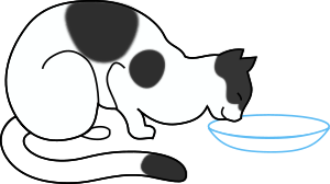 openclipart圖庫：white cat drinking