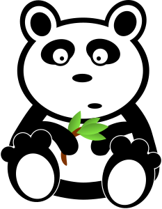 openclipart圖庫：Panda with bamboo leaves