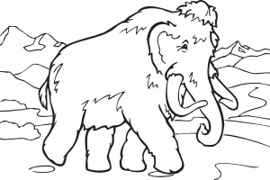 openclipart圖庫：Coloring Book Mammoth