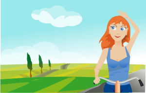 openclipart圖庫：girl cycling in spring