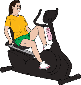 openclipart圖庫：Woman on Exercise Bike