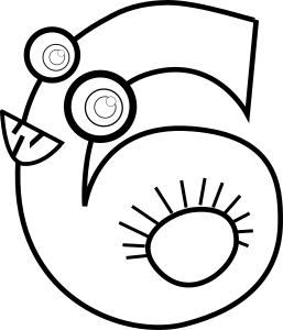 openclipart圖庫：Animal Number Six Outline