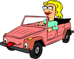 openclipart圖庫：Girl Driving Car Cartoon