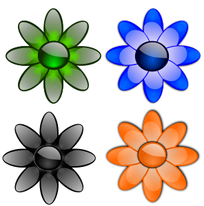 openclipart圖庫：Glossy flowers 2