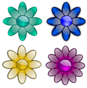 openclipart圖庫：Glossy flowers 3