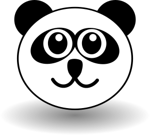 openclipart圖庫：Funny panda face black and white