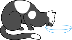 openclipart圖庫：white cat drinking 2