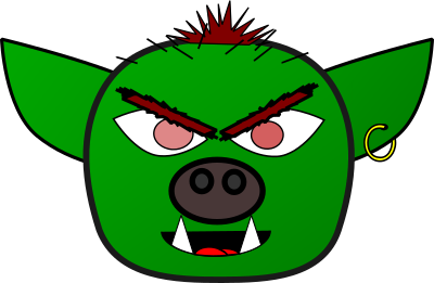 mean pig face cartoon