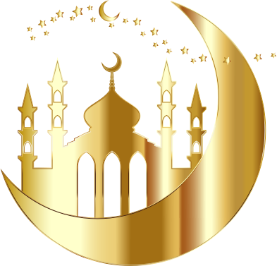 Mosque On Crescent Moon Silhouette By Jambulboy Gold No Bg Openclipart